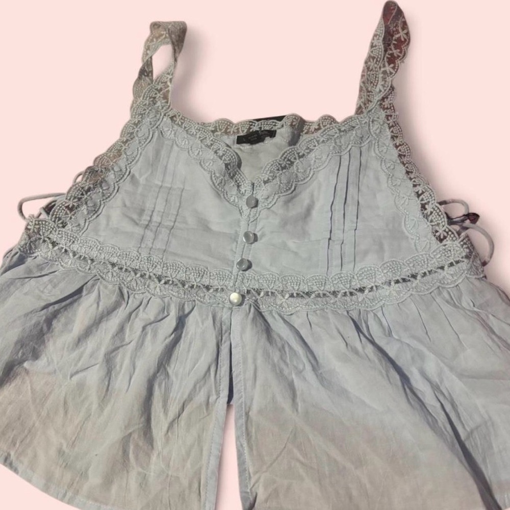 Wild Fable Light Gray Lace Trim Top
